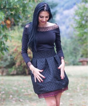 Short womens winter black skirt