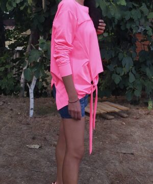blouse in electric neon pink